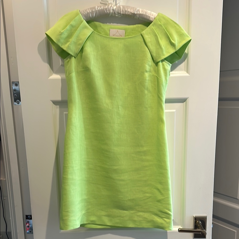 Charlotte Brody Lime Green Linen Mini Dress Size M